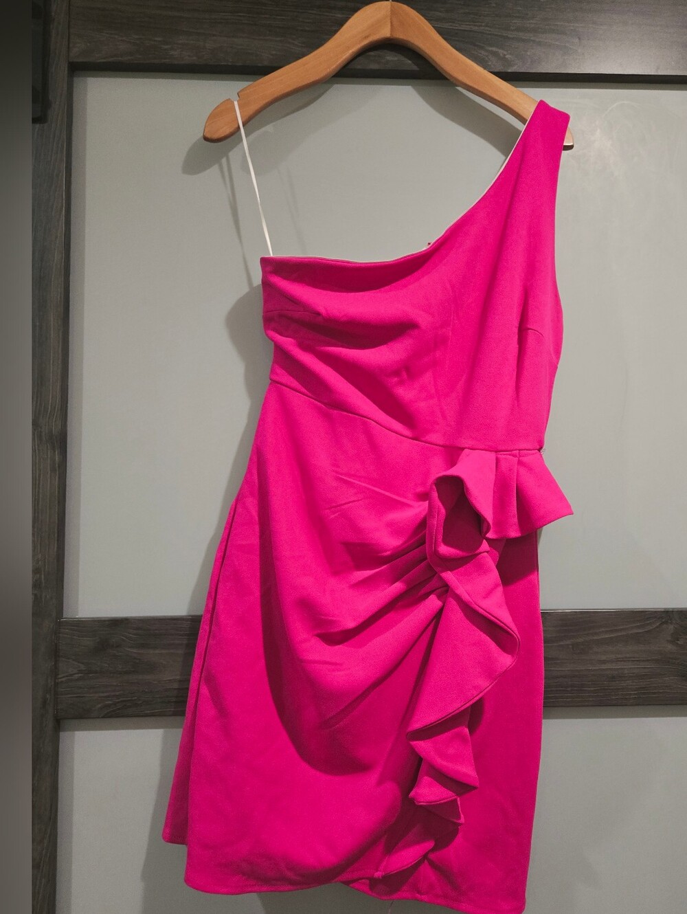 Hello Molly Hot Pink Backstage Passes One Shoulder Ruffle Dress Size 6